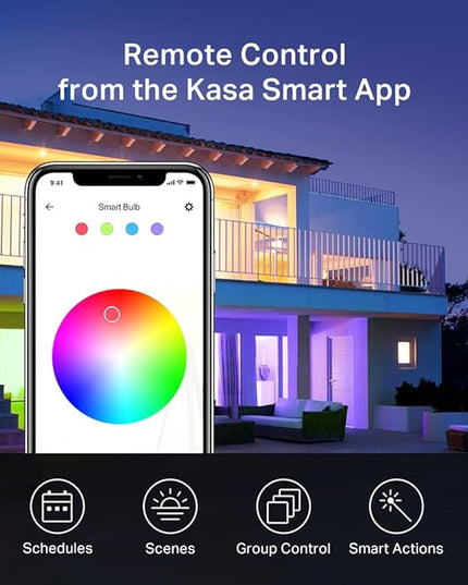 New Kasa Smart Bulb, Full Color Changing Dimmable Smart WiFi Light Bulb Compatible with Alexa and Google Home, A19, 9W 800 Lumens,2.4Ghz only, No Hub Required, 1-Pack (KL125), Multicolor KasaSmartbyTP-Link