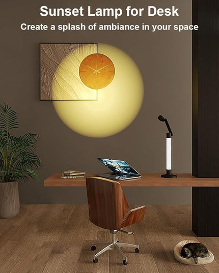 LED Desk/Task Lamp for Home Office, 600LM Eye-Caring Reading Light, 360°Rotatable Swing Arms, Dimmable Table Lamp with Atmosphere Lighting for Desk Bedside - LeafyLoom
