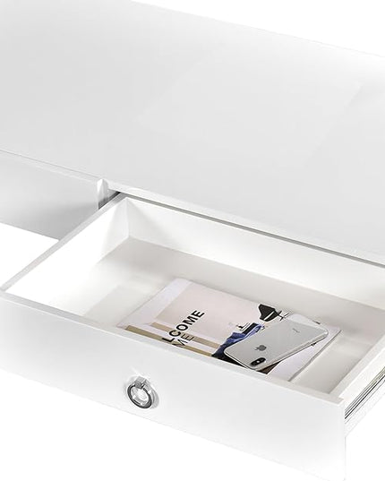 Best Master Furniture Brooke Mid-Century Modern Glossy Home Office Desk, Silver - LeafyLoom