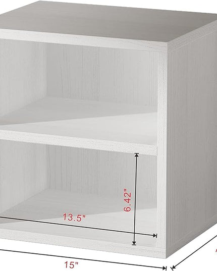 Magic DIY Cube Storage Organizer Stackable Cubes for Home Books Clothes Toy -Modular Cubby Storage System -Stackable Storage Cubes -Bookcase Closet (Pure white-washed, 1 Layer Cube) - LeafyLoom