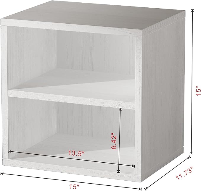 Magic DIY Cube Storage Organizer Stackable Cubes for Home Books Clothes Toy -Modular Cubby Storage System -Stackable Storage Cubes -Bookcase Closet (Pure white-washed, 1 Layer Cube) - LeafyLoom