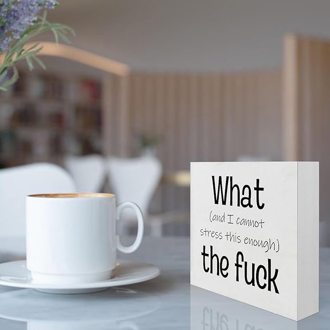 Funny Desk Decor Office Decorations for Work Funny Office Decor What and I Cannot Stress This Enough the Fuck Cool Office Decor Wooden Signs for Home Decor Office Desk Decor Funny Signs (5x5inch) - LeafyLoom