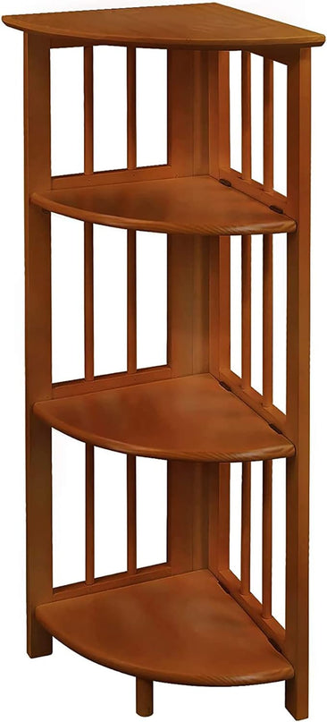 Casual Home 4-Shelf Corner Folding Bookcase, Honey Oak - LeafyLoom