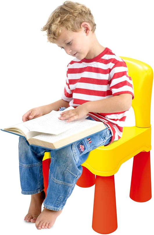 burgkidz Plastic Toddler Chair, Durable and Lightweight, 9.3" Height Seat, Indoor or Outdoor Use for Boys Girls for 18+ Months (Yellow) - LeafyLoom