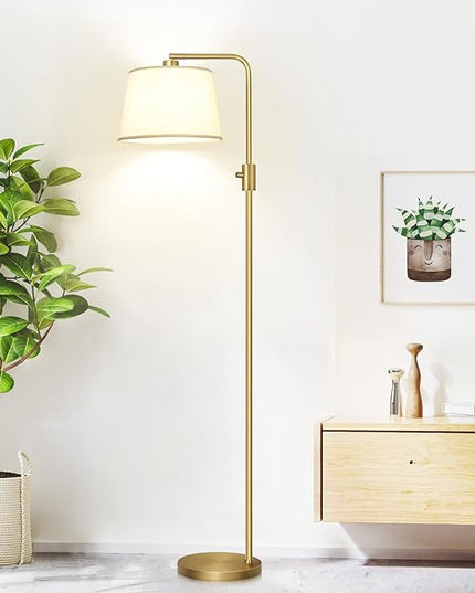 【Upgraded】 Dimmable Floor Lamp, 1000 Lumens LED Edison Bulb Included, Arc Floor Lamps for Living Room Modern Standing Lamp with Shade, Tall Lamps for Living Room Bedroom Office Dining Room - Gold - LeafyLoom
