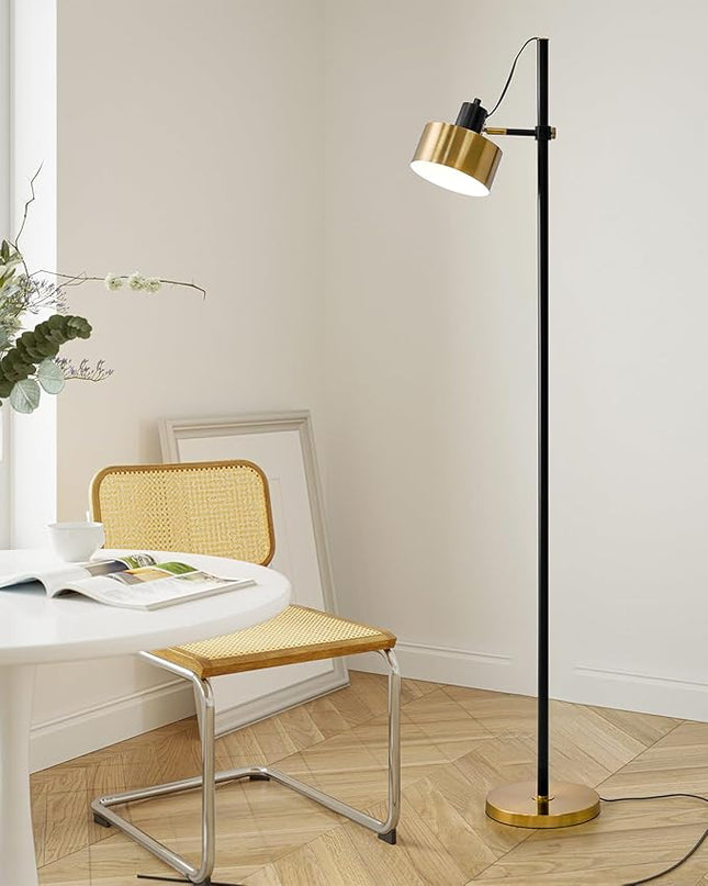 OYEARS Floor Lamp for Living Room Bright Lighting Tall Modern Industrial Vintage Standing Corner Lamps LED Metal Light Office Bedroom Study Gold Black White Matte Accent (1-Light, Gold) - LeafyLoom