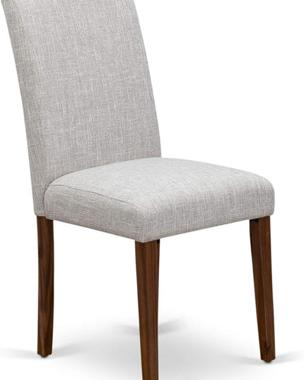 East West Furniture I3AB5-N35 Irving 5 Piece Room Set Includes a Round Dining Table with Pedestal and 4 Doeskin Linen Fabric Upholstered Parson Chairs, 48x48 Inch - LeafyLoom