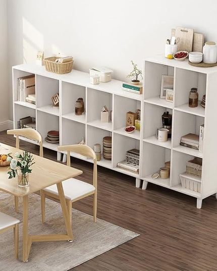 IOTXY Open Cube Low Bookcase - 3-Tier Freestanding Storage Display Cabinet Organizer with Legs for Home Office, 6-Cubes Open Shelf Short Bookshelf, White - LeafyLoom