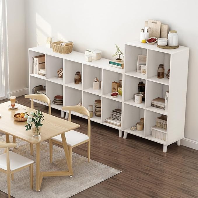 IOTXY Open Cube Low Bookcase - 2-Tier Freestanding Storage Display Cabinet Organizer with Legs for Home Office, 6-Cubes Open Shelf Short Bookshelf, White - LeafyLoom