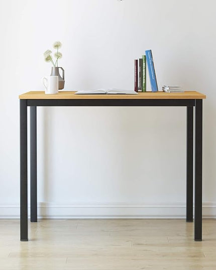 SogesGame Small Computer Desk, 39.4 inches Small Office Desk Computer Table Study Writing Desk Workstation for Home Office,Teak Black - LeafyLoom