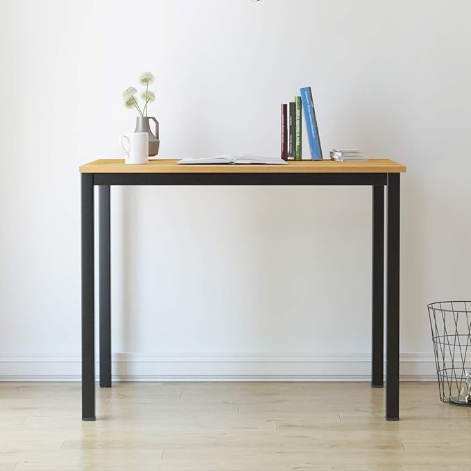 SogesGame Small Computer Desk, 39.4 inches Small Office Desk Computer Table Study Writing Desk Workstation for Home Office,Teak Black - LeafyLoom