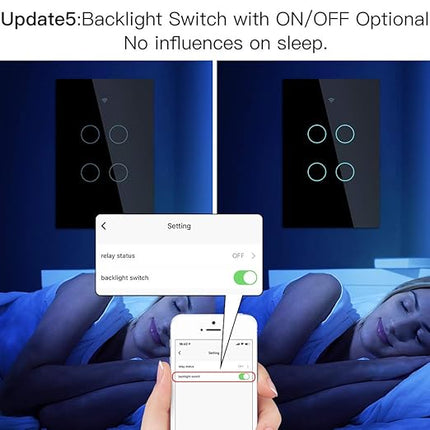 MOES 2.4GHz WiFi Wall Touch Smart Switch Neutral Wire Required, 3 Way Multi-Control, Glass Panel Light Switch Work with Smart Life/Tuya App, RF433 Remote Control, Alexa and Google Home Black 2 Gang MOES