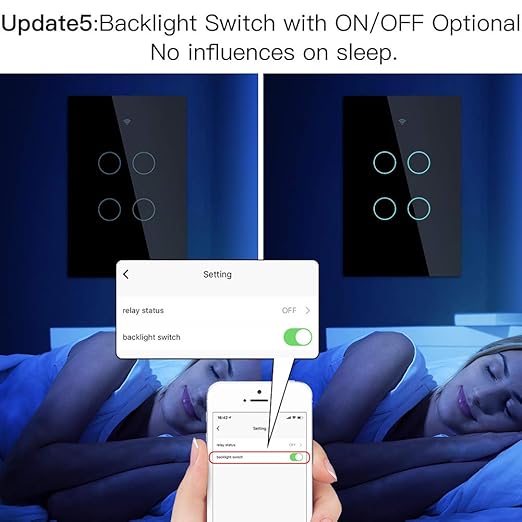 MOES 2.4GHz WiFi Wall Touch Smart Switch Neutral Wire Required, 3 Way Multi-Control, Glass Panel Light Switch Work with Smart Life/Tuya App, RF433 Remote Control, Alexa and Google Home Black 2 Gang MOES