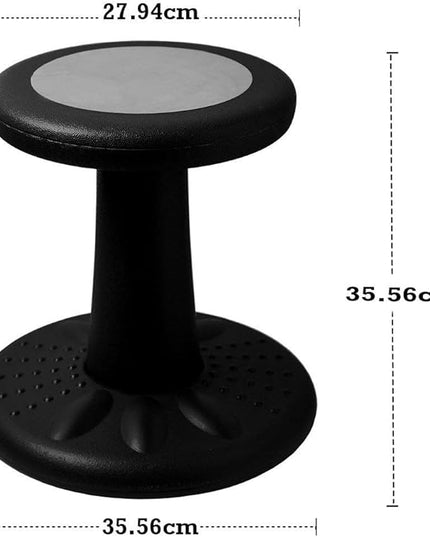 Studico ActiveChairs Kids Wobble Chair, Flexible Preschool & Elementary Classroom Seating, Improves Focus, Posture & Helps ADHD/ADD, Sensory Chair, [Active Fidget Chairs], 14" Stool, Ages 3-7, Black - LeafyLoom