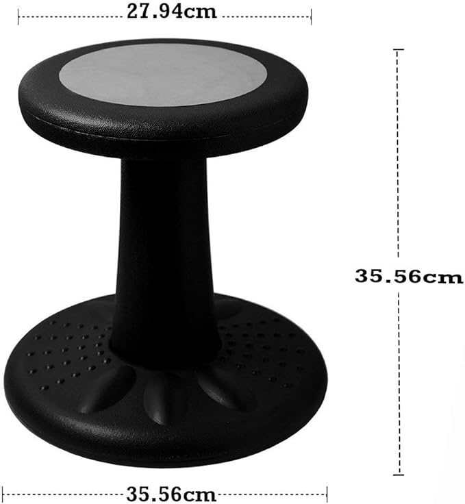Studico ActiveChairs Kids Wobble Chair, Flexible Preschool & Elementary Classroom Seating, Improves Focus, Posture & Helps ADHD/ADD, Sensory Chair, [Active Fidget Chairs], 14" Stool, Ages 3-7, Black - LeafyLoom