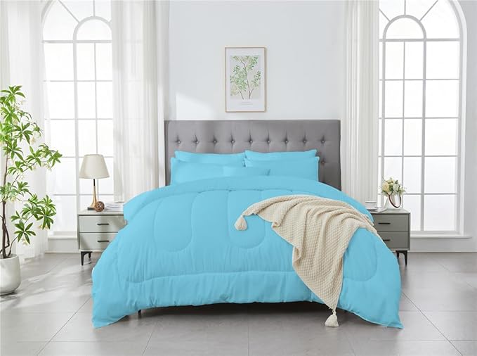 3 Piece Solid Color All Season Bedding Comforter Set Microfiber Soft Lightweight Bedding Set for Kids Teens Adults Room Decor with 1 Comforter and 2 Pillowcases Full - LeafyLoom