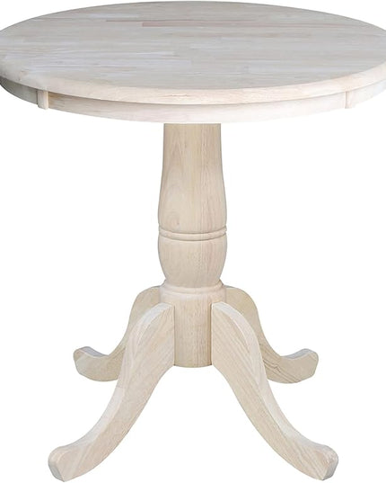 International Concepts 30" Round Top Pedestal Table, Unfinished - LeafyLoom