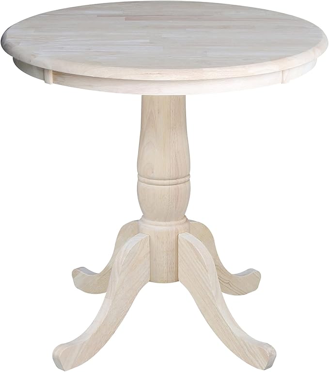 International Concepts 30" Round Top Pedestal Table, Unfinished - LeafyLoom