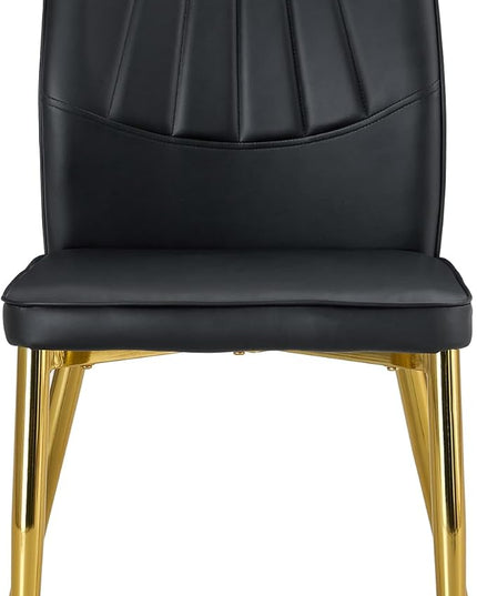 NicBex Dining Chairs Set of 4 Modern Faux Leather High Back Dining Chair Dining Room Kitchen Chairs with Golden Metal Legs,Chairs for Dining Room, Kitchen,Living Room, and Restaurants,Black - LeafyLoom