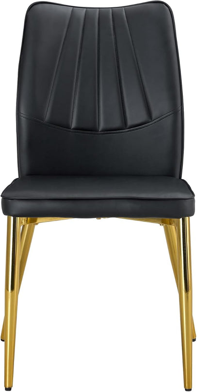 NicBex Dining Chairs Set of 4 Modern Faux Leather High Back Dining Chair Dining Room Kitchen Chairs with Golden Metal Legs,Chairs for Dining Room, Kitchen,Living Room, and Restaurants,Black - LeafyLoom