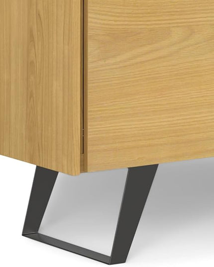 SIMPLIHOME Lowry 60 Inch Wide Rectangle Modern Industrial Sideboard Buffet in OAK WOOD, For the Dining Room and Kitchen - LeafyLoom