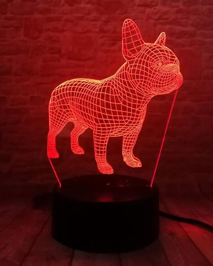 French Bulldog Night Light 3D Illusion Table Lamp Puppy Dog 7 Changing Color Toys Birthday Christmas Gifts for Kids Boys Girls Home Bed Room Decor - LeafyLoom