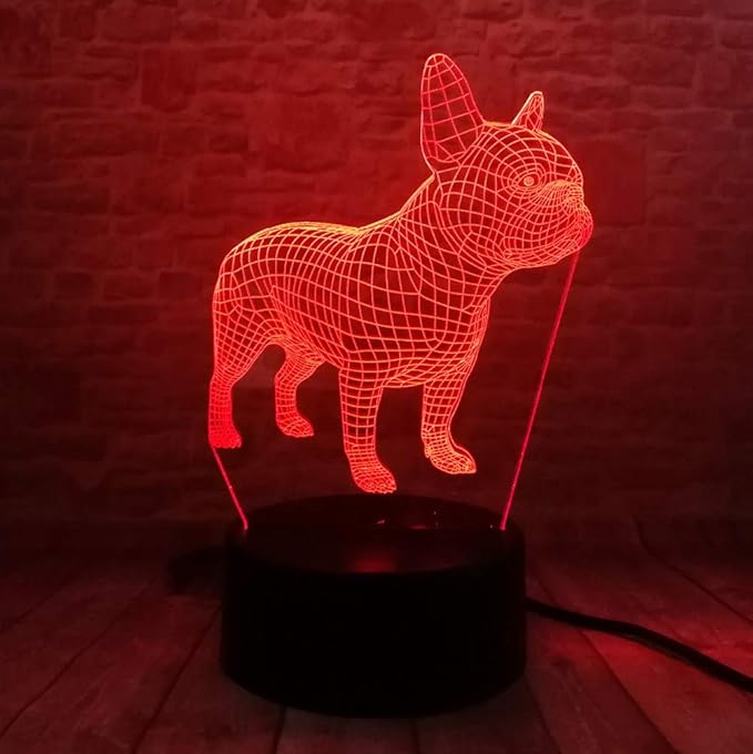 French Bulldog Night Light 3D Illusion Table Lamp Puppy Dog 7 Changing Color Toys Birthday Christmas Gifts for Kids Boys Girls Home Bed Room Decor - LeafyLoom
