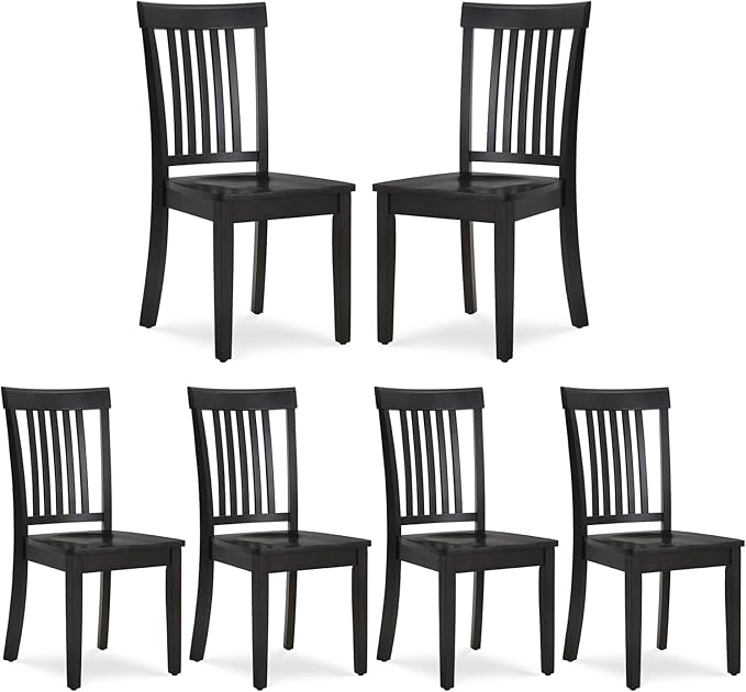 COLAMY Wooden Dining Chairs Set of 6, Spindle High Back Windsor Kitchen Side Chair, Farmhouse Dining Chairs for Kitchen and Dining Room, Dark Brown - LeafyLoom