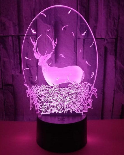 Christmas Deer Acrylic 3D Night Lights USB LED Table Lamp Home r2d2 3D Arts Lamp - 7 Colors Changing Bedroom Decor Business Gifts for Elders (Deer Head) - LeafyLoom