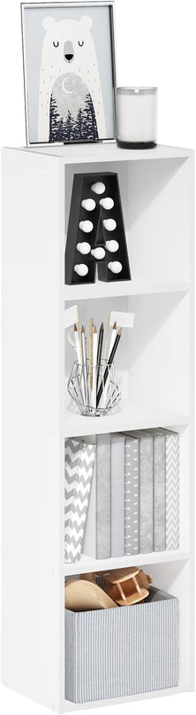 Furinno Luder Bookcase / Book / Storage, 4-Tier Cube,White - LeafyLoom