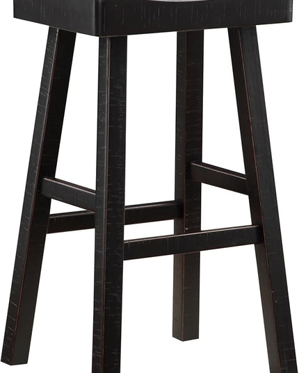 Lexicon Bar Table Set for 3, Small Kitchen table set Kitchen Island Table with 3 Saddle Bar Stools, 4 Piece Dining Table Set for Breakfast Nook, Living Room, Apartment, Pub Height, Black - LeafyLoom