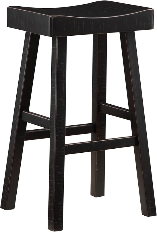 Lexicon Bar Table Set for 3, Small Kitchen table set Kitchen Island Table with 3 Saddle Bar Stools, 4 Piece Dining Table Set for Breakfast Nook, Living Room, Apartment, Pub Height, Black - LeafyLoom