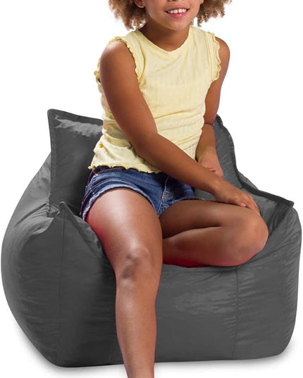 Posh Creations Bean Bag Chair Structured Comfy Seat Use for Gaming, Reading and Watching TV, Newport, Charcoal Gray - LeafyLoom