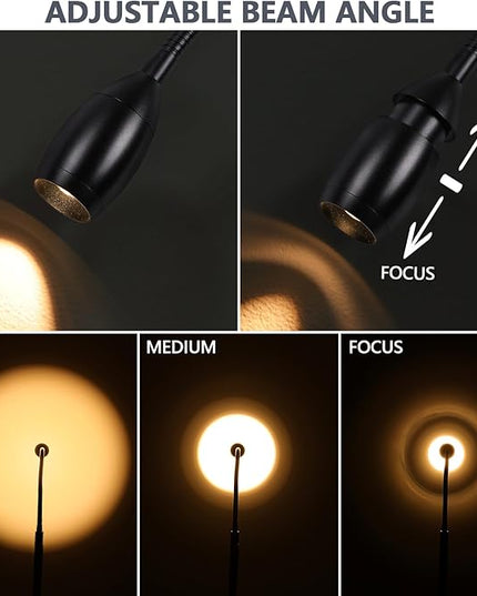 Reading Floor Lamp, 72" Tall LED Lamp with Flexible Gooseneck, Dimmable Zoomable Spotlight, Adjustable Color Beam Standing Lamp, Touch & Remote Control, Task Craft Bedroom Living Room, Matte Black - LeafyLoom