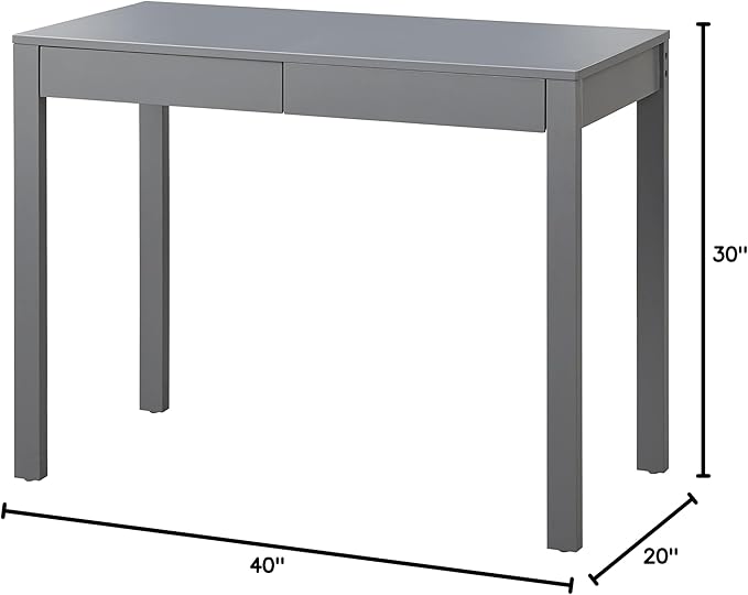 Target Marketing Systems Gabby Home Office, Study Room, Vanity or Bedroom, Computer 2 Drawers, Contemporary Style Desk with Storage, 40” x 20”, Charcoal - LeafyLoom