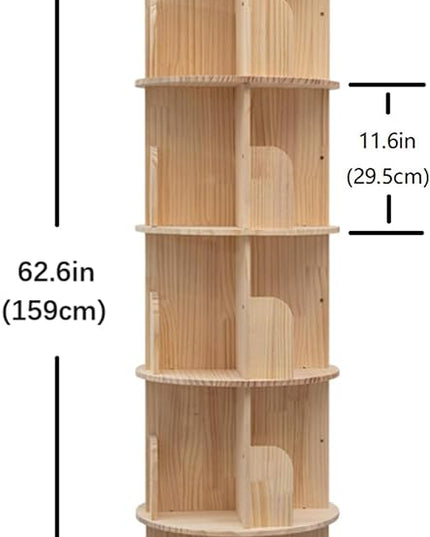 Heehee Rotating Bookshelf 360 Display Floor Standing Bookcase Storage Rack for Kids&Adults Multi-Functional Bookshelf Organizer (5-Tier) - LeafyLoom