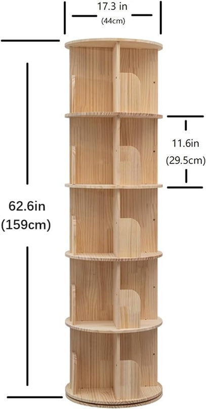 Heehee Rotating Bookshelf 360 Display Floor Standing Bookcase Storage Rack for Kids&Adults Multi-Functional Bookshelf Organizer (5-Tier) - LeafyLoom