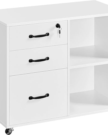 Yaheetech File Cabinet Mobile Letter Size File Organization Unit Mobile Lateral Filing Cabinet Printer Stand for Home and Office,White - LeafyLoom