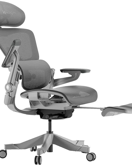 HINOMI H1 Pro V2 Ergonomic Office Chair with Footrest - Home Office Desk Chair with Lumbar Support, Mesh Office Chair with Headrest, Comfy Computer Chair with Back Support (Gray, Standard) - LeafyLoom