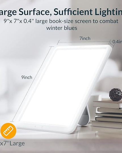 Light Therapy Lamp, Sun Lamp with 10000 Lux LED UV-Free, Seasonal Light for Happy Mood with 9 Adjustable Brightness & Timer, Wall Mountable, Flexible Lighting Angle for Home Office Traveling - LeafyLoom