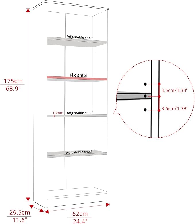 Sunon 5 Shelf Wood Bookcase Freestanding Display Shelf Adjustable Layers Bookshelf for Home Office Library Small Narrow Space (Black, 5-Layers) - LeafyLoom