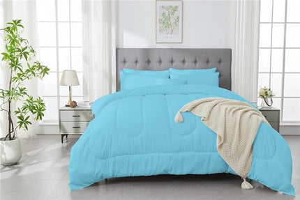 3 Piece Solid Color All Season Bedding Comforter Set Microfiber Soft Lightweight Bedding Set for Kids Teens Adults Room Decor with 1 Comforter and 2 Pillowcases Full - LeafyLoom