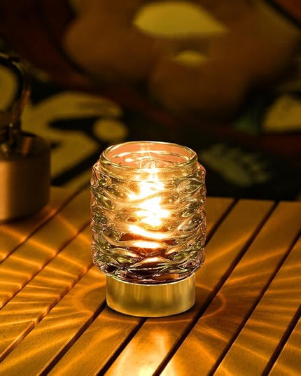 Battery Operated Lamp with Timer,Glass Cordless Lamps with LED Bulb,Decorative Lights for Living Room Bedroom Tabletop Entryway Centerpiece Gift (Brown) - LeafyLoom