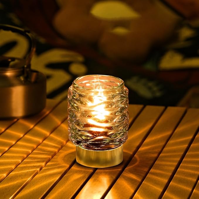 Battery Operated Lamp with Timer,Glass Cordless Lamps with LED Bulb,Decorative Lights for Living Room Bedroom Tabletop Entryway Centerpiece Gift (Brown) - LeafyLoom