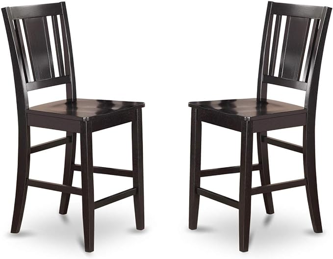 East West Furniture BUCK5-BLK-W 5 Piece Kitchen Counter Set Includes a Rectangle Dining Room Table and 4 Dining Chairs, 30x48 Inch, Black - LeafyLoom