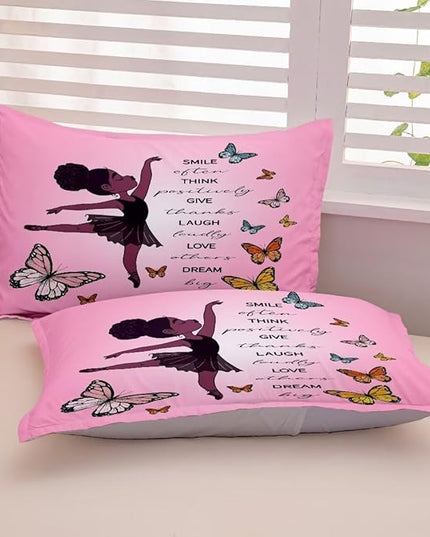 Black Girl Comforter Full Sets,Black Girl Magic Bedding Set,African American Girl Comforter Set for Kids Teens,Cute Afro Melanin Princess Toddler Bed Set - LeafyLoom