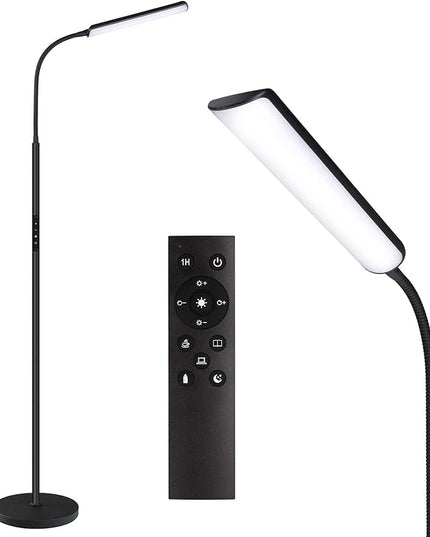 Dimunt LED Floor Lamp, Bright 15W Floor Lamps for Living Room with 1H Timer, Stepless Adjustable 3000K-6000K Colors & Brightness Standing Lamp with Remote & Touch Control Reading Floor Lamps - LeafyLoom