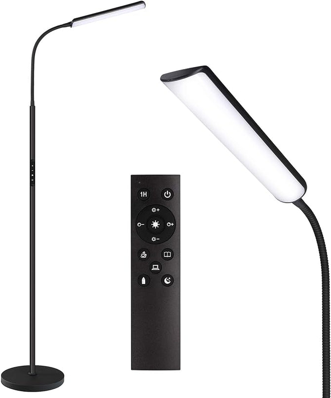 Dimunt LED Floor Lamp, Bright 15W Floor Lamps for Living Room with 1H Timer, Stepless Adjustable 3000K-6000K Colors & Brightness Standing Lamp with Remote & Touch Control Reading Floor Lamps - LeafyLoom