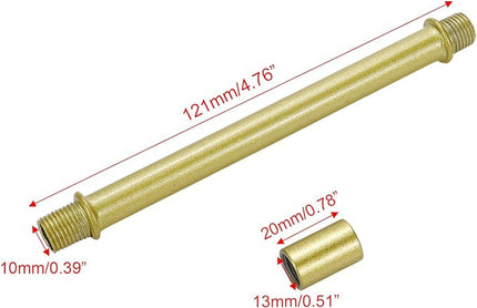 Semetall 6Pcs Straight Pipe Lamp Stem Kit with Connectors,121mm Lamp Rod for Making Floor Lamps,Gold - LeafyLoom
