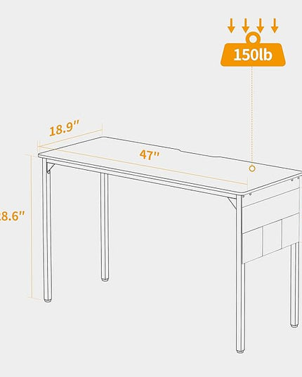 BANTI Computer Desk, 47 inch Home Office Writing Study Desks with Storage Bag, Small PC Table, Modern Simple Style for Space-Saving, Rustic Brown - LeafyLoom